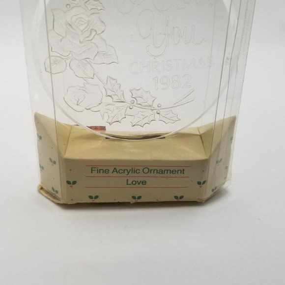 Vintage Christmas Ornament Etched Fine Acrylic I Love You 1982 Round Circle Xmas - Picture 5 of 7